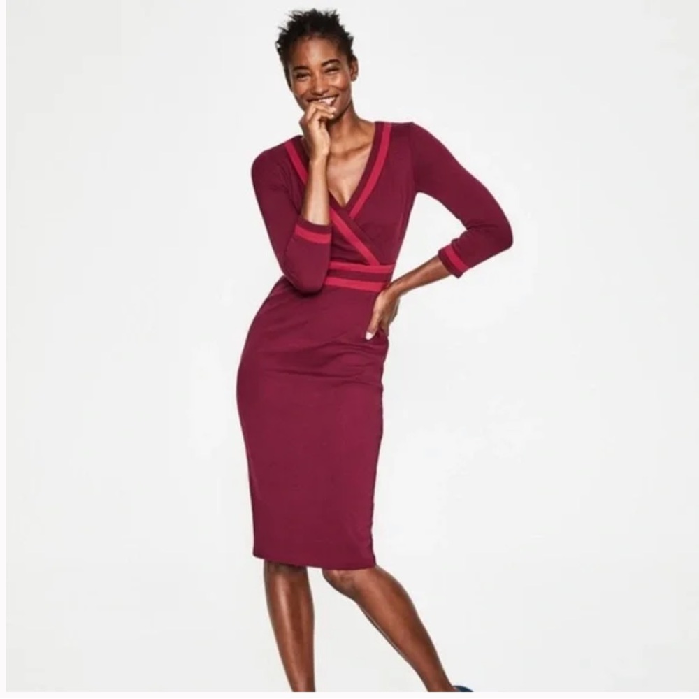 NWT Boden Nellie Ponte Sheath Dress in Mulled Vine, Size 6L